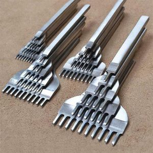 4pcs set 3 4 5 5 mm Herramientas de artesanía de cuero Punch Punch Punching 1 2 4 6 Prong Make Bag Fitting237K