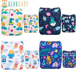 4 stks/set ALVABABY Doekluiers Baby Wasbare Baby Doek Luier Met Microfiber Insert 240125