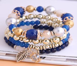 4 -stcs set Boheemse armbanden voor vrouwelijke kristal kralen armbanden sets touwketen charmante armband femme boho sieraden3505242