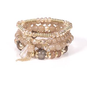 4 pièces/ensemble Boho perles colorées Bracelet ensemble pour femmes mode gland breloque verre perlé chaîne Bracelet femme bijoux cadeau