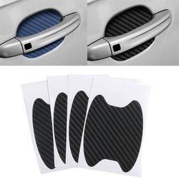 4 pièces/ensemble autocollant de porte de voiture en Fiber de carbone résistant aux rayures couverture Auto poignée Film de Protection accessoires de style extérieur