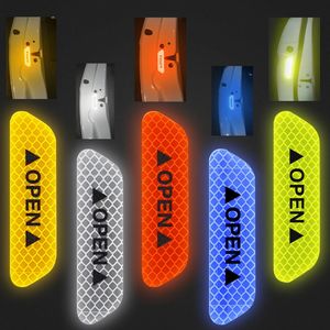 4 stcs/set autodeurstickers Universal Tape Safety WAARSCHUWING Open High Reflective Tape Auto Driving Safety Reflective Strips