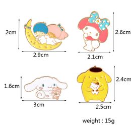 4pcs / set dessin animé fille garçon moon chien rabbin rosette broches boutons broches denim veste badge cadeau girls