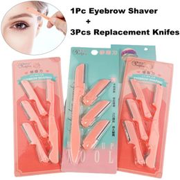 4 stks/set Wenkbrauw Trimmer Eye Brow Scheermes Gezicht Lichaam Ontharing Scheerapparaat Wenkbrauw Mesjes Schaar Vrouwen Profiler Beauty Makeup Tools