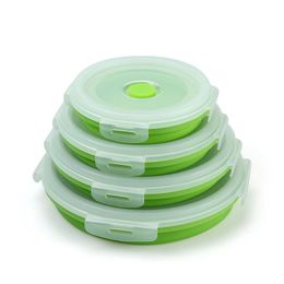 4 -stks/Set Foldable Bowls Silicone Lunch Box Huishoudelijke magnetron Oven Bento Boxes koelkast cirkelvormige conserveringsdoos