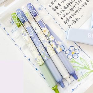 4 unids/set bolígrafo de Gel mecánico Floral fresco flores Kawaii bolígrafos novedosos papelería bonita escuela coreana regalo de artículos de oficina