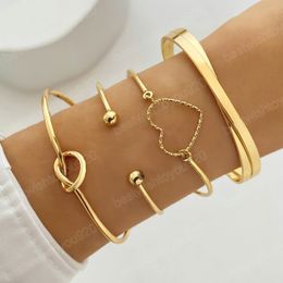 4 stuks set hart knoop armbanden armband voor vrouwen luxe vergulde manchet armband armbanden sieraden pulseras mujer