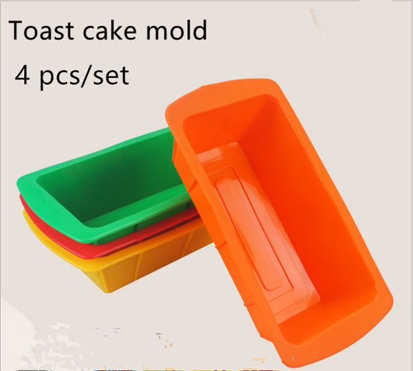 Moule à gâteau en Silicone résistant aux hautes températures, moule à Toast, cuisson du pain, outils à gâteaux rectangulaires, fournitures de cuisson, 4 pièces/ensemble