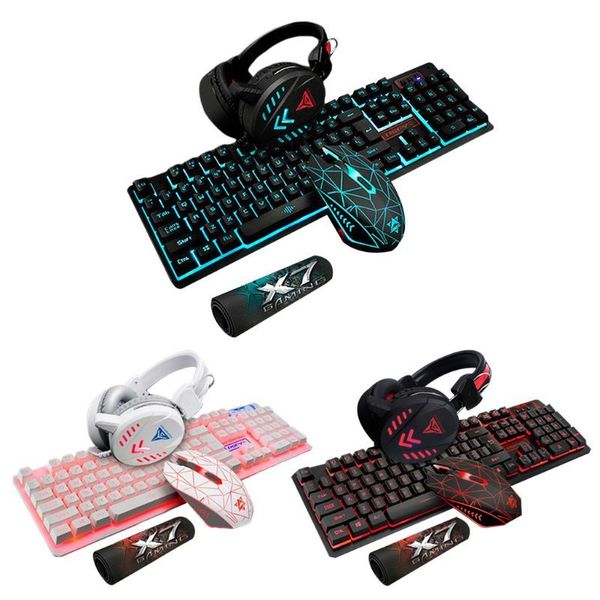 4 unids/set K59 teclado USB con cable iluminado alfombrilla de ratón para juegos auriculares retroiluminados Pc Gamer