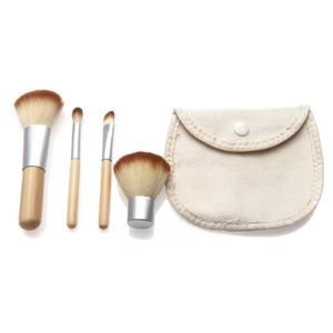 4 stks Set Kit Andere Huishoudelijke Diversen Houten Make-upborstels Mooie Professionele Bamboe Uitgebreide Make-up Borstel Tools met Case Zipper Button Bag ZWL285