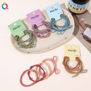 4 stks/set Korea Stijl Kleurrijke Streep Haar Touw Kinderen Baby Meisje Snoep Rubber Haarbanden Mooie Cartoon Effen Scrunchies 2647