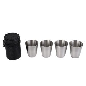 Ensemble de tasses à shots en acier inoxydable, Mini tasses pour whisky, vin, bière, avec housse en cuir, pour Bar de cuisine, 30ML, 70ML, 4 pièces/ensemble