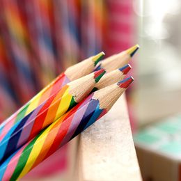 4 stcs/set pastel 4 kleuren concentrische gradiënt regenboog potloodgrijpjes kleurpotloodset kinderen briefpapier kunst schilderen tekenen cadeau