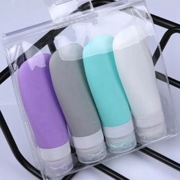 4 -stcs/set draagbare siliconen reissij vloeistof container lege navulbare verpakking lotionpunten shampoo container crème trip