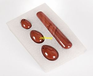 4 pièces/ensemble pierre rouge Yoni oeuf 11cm cristal baguette de Massage Ben Wa balle oeufs de Jade pour les femmes Kegel balle vaginale exercice