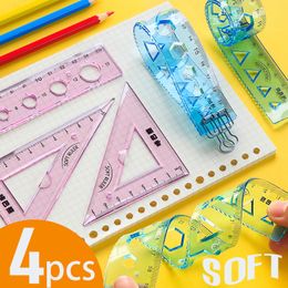 4pcs/set regla geometría suave matemáticas dibujando reglas de papelería matemáticas para estudiante