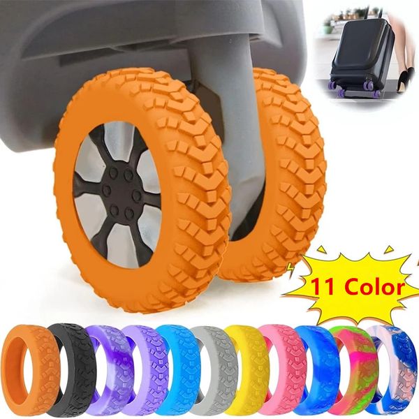 4PCS / Set Silicone Luggage Wheel Protector Covers s'adapte à 8 Wheels Protection des roues Couvre-roues de chariot à bagages silencieux résistants à l'usure Couverture des roues de roue anti-grenouille