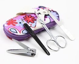 4 stks / set Slippers vormige Nail Art Manicure Nail Care Tools met Mini Finger Cutter Clipper File Scissor Tweezers # 398682
