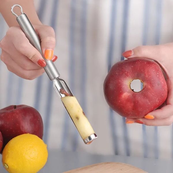4 unids/set Corer de frutas de acero inoxidable dátiles rojos Corer de pera de manzana removedor de núcleo de semillas de fruta cuchillo rebanador herramientas para frutas y verduras