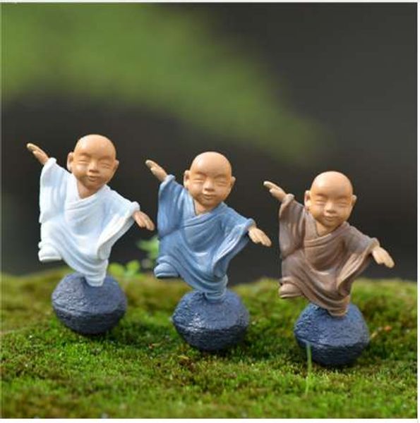 4 pièces/ensemble Temple bouddhiste moine Figurines fée jardin Miniatures bonsaï Terrarium Micro paysage résine artisanat Gnomes