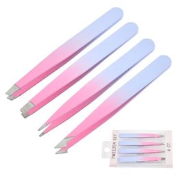 4pcs/set Tweezers Cejas de cejas Set de sarca inoxidable Profesional Pests de ojo Extensión Tweezers Cejas de cejas Cossors Herramientas Cosméticas1.Para pinzas de cejas