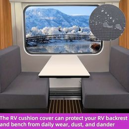 4 unids/set cojines impermeables fundas de asiento elásticas protector de muebles de sofá lavable para RV Camper Car (fundas de respaldo 2 fundas de banco)