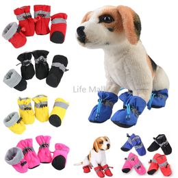 4 pièces/ensemble imperméable hiver chien chaussures anti-dérapant pluie neige bottes chaussures épais chaud pour petits chats chiot chiens chaussettes chaussons DD