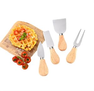 Juego de 4 unidades de cuchillos para queso, juego de tablero con caja, mango de roble, tenedor para mantequilla, juego de cuchillos esparcidores, herramientas de cocina, accesorios útiles JL1260