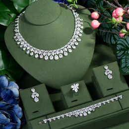 4 pièces brillant cubique zircone nigérian africain luxe mariée mariage fête ensemble de bijoux pour femmes robe accessoires N-136 240102