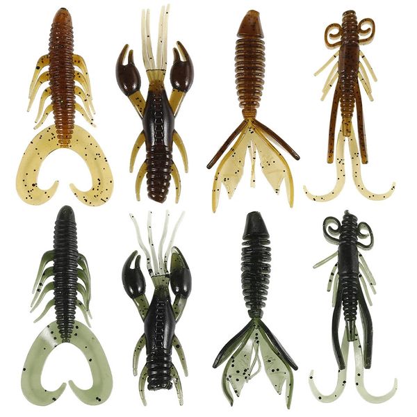 4pcs Soft Lure Worms Fishing Lere Lere en forme de 8g 6cm Wobblers Sets Shrimp Silicone Bait Wobbler pour la basse de la pêche à la traîne 240430