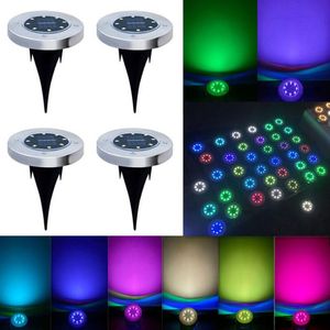 4PCS grondverlichting op zonne-energie 8 LED-zonne-tuinverlichting gazonlamp waterdicht buiten zonne-schijfverlichting voor pad tuin loopbrug patio gazons pad D2.0