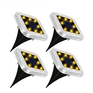 4 stks Solar Powered LED Lawn Light Square Begraven Inground Verzonken Lamp voor Tuin Outdoor Dekpad - Warm Wit