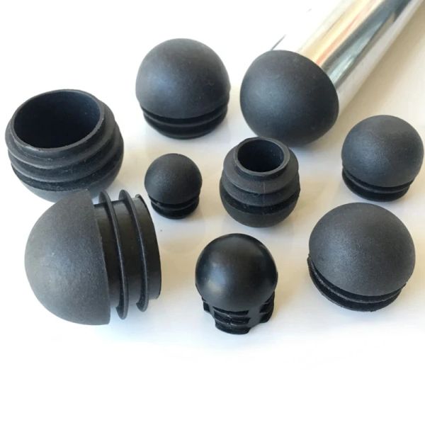 4pcs tête sphérique en plastique noir rond de la tête rond des boucles de trou de la tête de chaise Bouchons de la jambe Insérer les boucles de mobilier de protecteur de plancher