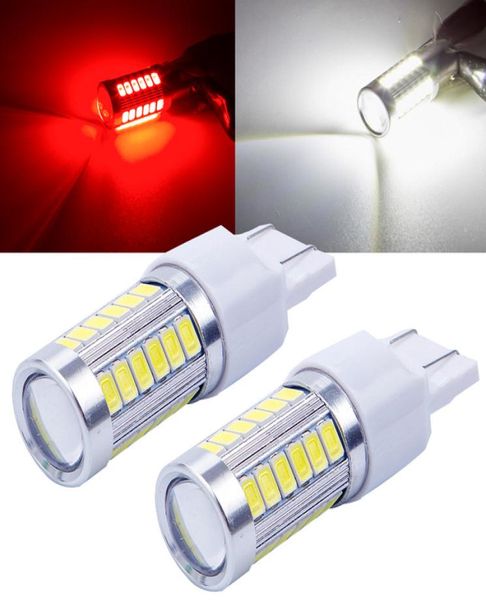 4 pièces Flash stroboscopique T20 ampoule LED P215W BAY15D 1157 1156 ba15s 7443 5630 33SMD ampoule de frein de voiture rouge clignotant LED feu Stop arrière 12v3642657