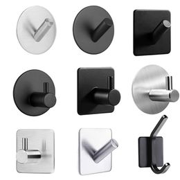 4pcs Sus304 Black Wall Crows Accessoires de salle de bain Rack de vêtements Selfadhesive Coat Robe Hook Hangre pour la cuisine matériel 240428