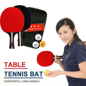 4pcs Table Tennis Racket Professional Ping Pong Paddle 2 Raquettes 3 Balls High Elastic Rubber Paddles Ensemble pour une formation avancée 240419