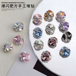 4pcs Top Sparkling Colorful Fat Square Pile Diamants Crystal Art Art Hingestones Gems Décorations Manucure Fantasy Ornements