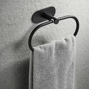 4 piezas Montaje de pared Soporte de papel para toallas para el inodoro Adhesivo Negro de plata de plata