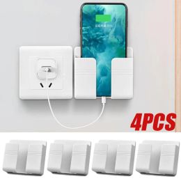 4 stuks wandgemonteerde opbergdoos multifunctionele punch gratis organizer tv afstandsbediening diy mobiele telefoon plug oplaadhouder