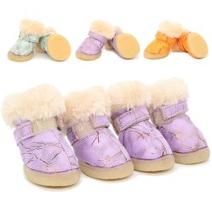 4 Stuks Warme Hond Kat Schoenen Antislip Laarzen Sokken Winter Puppy Regen Sneeuw Booties Schoeisel Voor Kleine Honden Chihuahua pug 240113