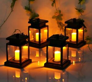 Waterproof LED Solar Garden Lights, Flickering Flameless Candles, Outdoor Hanging Smokeless Solar Lanterns for Camping