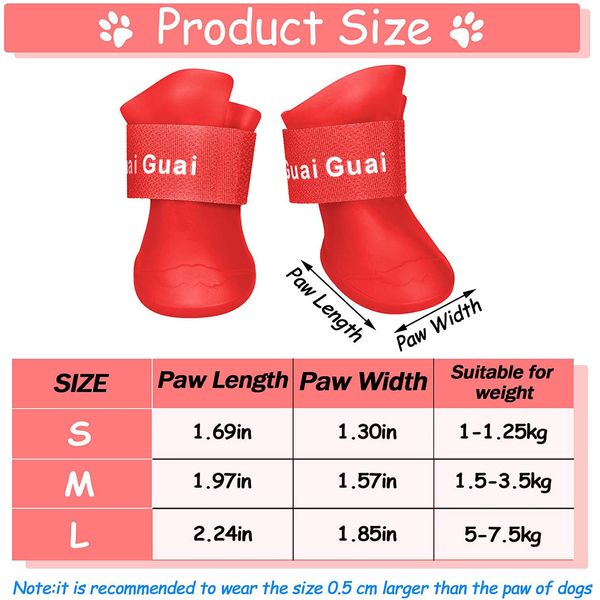 4pcs Chaussures pour animaux de compagnie imperméables