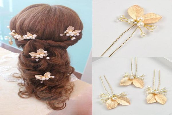 4 pièces accessoires de mariage doré mariée perle épingles à cheveux fleur cristal strass épingles à cheveux Clips demoiselle d'honneur femmes bijoux clippin9823974