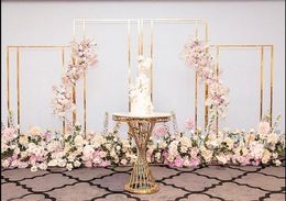 4PCS Wedding Decoration Arrangement Flower Rack Gold Door Window Wall Geometric Frame Artificial Flower Arch For Marriage Birthday Home Partition Floral Stand