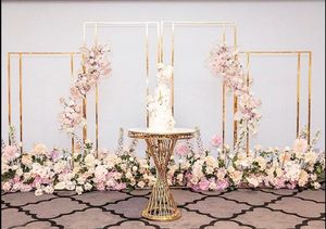 4 pièces décoration de mariage arrangement support de fleurs porte en or fenêtre mur cadre géométrique arc de fleurs artificielles pour mariage anniversaire cloison de maison support floral