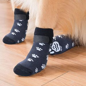 4 -stcs Winter Warm Dog Sokken Verstelbare anti slip Skid Pet Shoes Soft Breathable Paw Protector voor kleine puppy Cat Dogs 240411