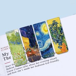 4pcs Dipinti di fama mondiale Magnete Segnalibro Retro Van Gogh Cielo stellato Libro di lettura Mark Materiale di cancelleria Forniture per ufficio scolastico