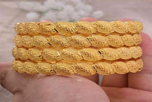 4pcslot 24k Dubaï Bangles Couleur d'or africain pour femmes bracelets bijoux éthiopien mariée mariage bijou 210918984523