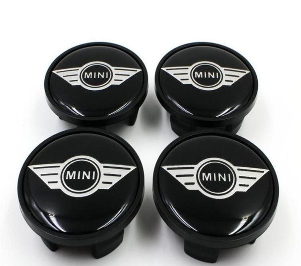 4PCSLOT 54 mm ABS Emblème de voiture noire pour Mini Cooper Mini Wings Roue Coup de moyeu de moyeu s'adapte la plupart