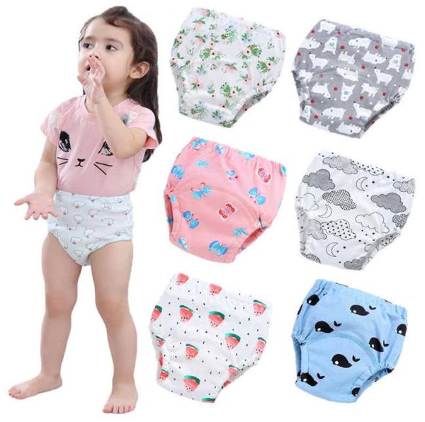4pcslot pañales reutilizables para bebés pantalones de entrenamiento recién nacido pantalones de aprendizaje infantil pantalón de tela lavable de niña h08308368546